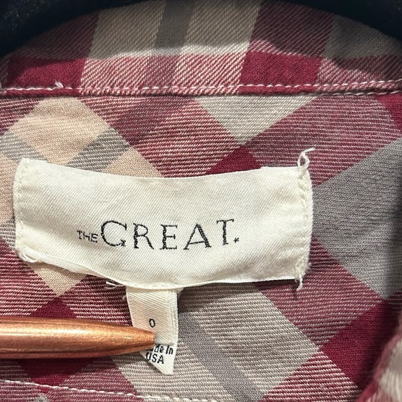 The Great. Button Down Flannel Plaid Check Women's Size 0 or XS Long Sleeve - Picture 4 of 4